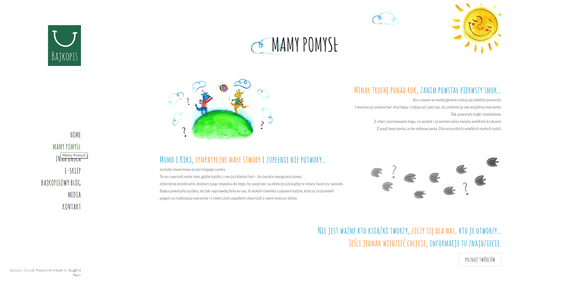 Bajkopis - odsłona strony Mamy Pomysł | Agencja Marketingowa Pracownia Kresek