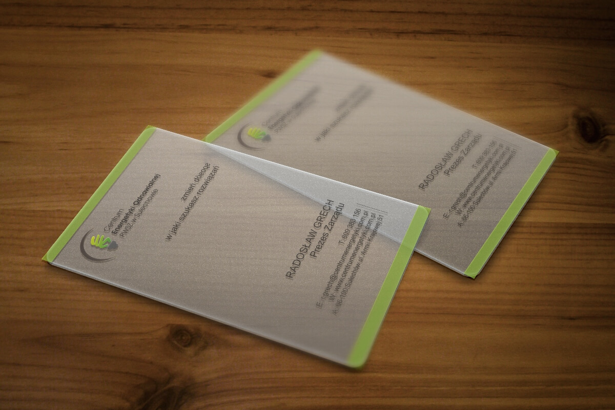 Centrum Energetyki Odnawialnej - wizytówki wariant 1 | Agencja Marketingowa Pracownia Kresek