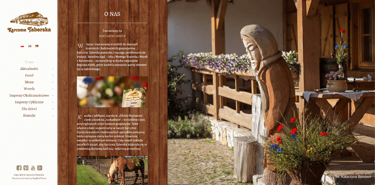 Karczma Taberska - strona internetowa zakładka O nas| Agencja Marketingowa Pracownia Kresek