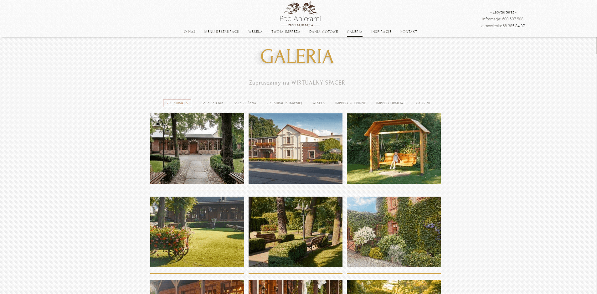 Restauracja Pod Aniołami - strona z galerią | Agencja Marketingowa Pracownia Kresek Zielona Góra