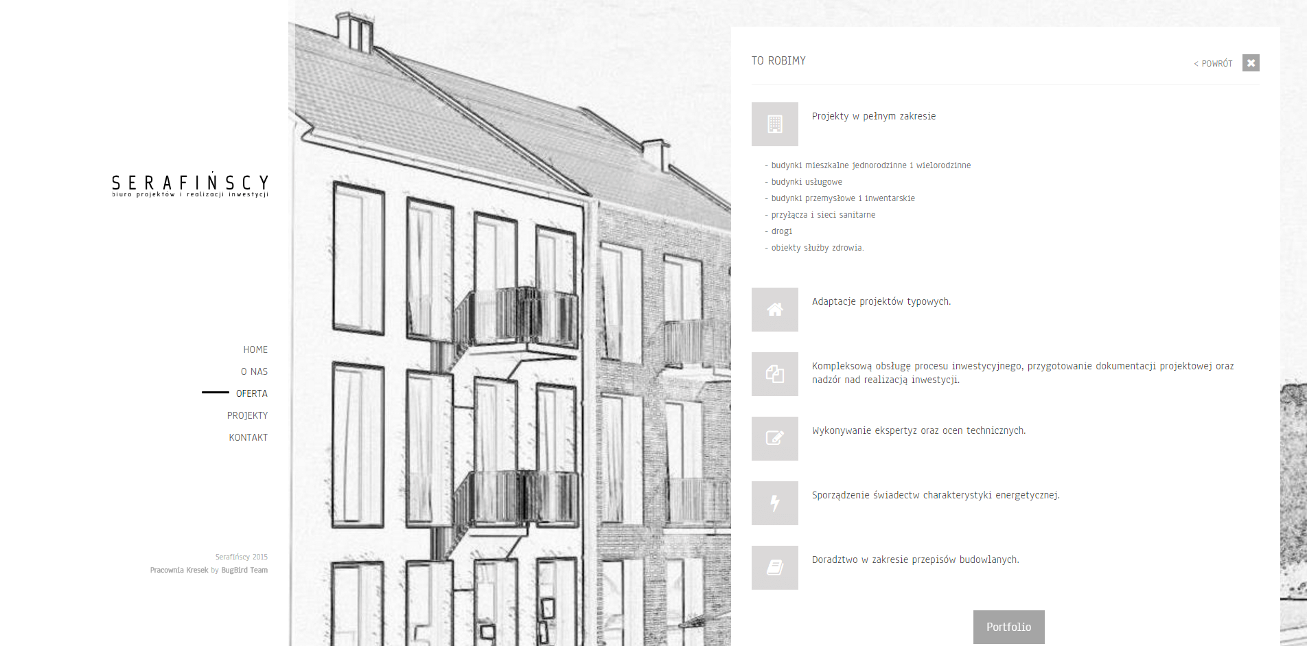 Strona WWW zakłądka Oferta - Serafińscy Biuro Projektowe | Agencja Marketingowa Pracownia Kresek